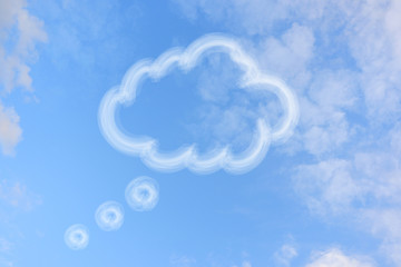 Cloud bubbles speech on blue sky.
