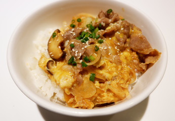 Fried Pork And Rice - Japanese food style.