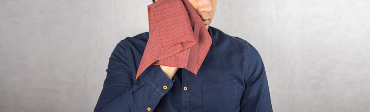 Man Using Handkerchief Close Up