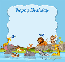 Obraz na płótnie Canvas Wild animal on birthday template