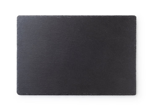 a rectangular piece of slate stone on a white background