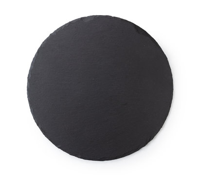 Black round stone plate with white background