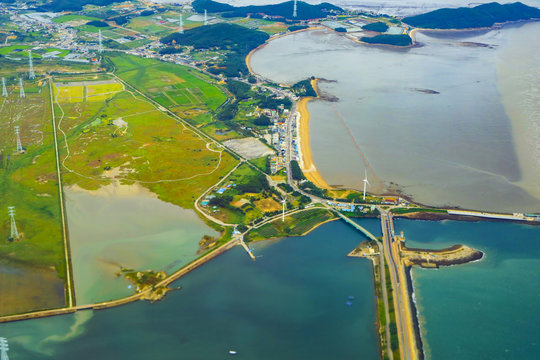 aerial photos view of South Korea island