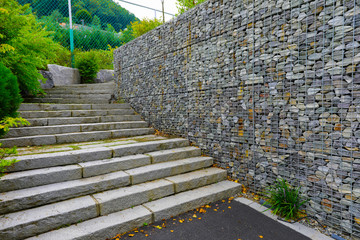 wall stone with steel net