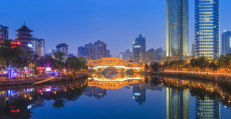 Obraz premium Urban architectural landscape of Jinjiang, Chengdu..