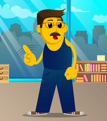 Yellow man saying no with his finger. Vector cartoon illustration.