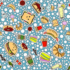 seamless pattern with American fast food