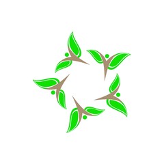 People silhouette with leaf logo