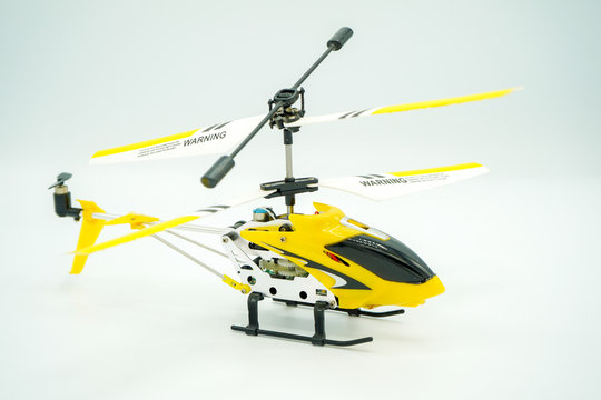 Mini Helicopter toy white background.