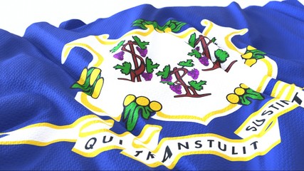 Fototapeta premium 3d render, Realistic Wavy Flag of Connecticut .