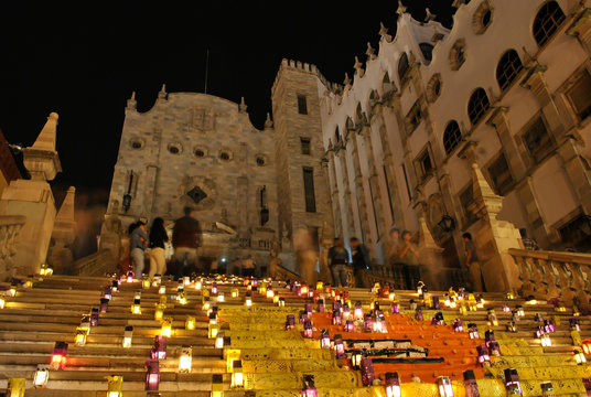 Stair in university of guanajuato during the day of the dead