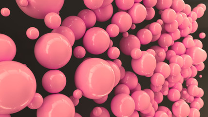 Red spheres of random size on black background