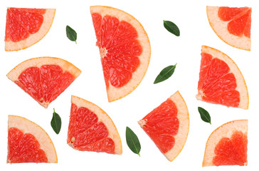 Fototapeta na wymiar Slices of grapefruit isolated on white,flat lay