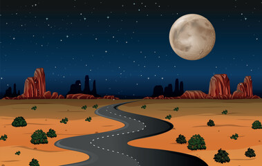 Arizona desert road at night - obrazy, fototapety, plakaty