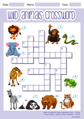 Obraz na płótnie Canvas Wild animals crossword template