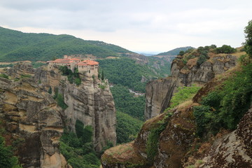 Fototapeta na wymiar View to the Monastery of Varlaam and surrounding landscape, Meteora, Thessaly, Greece