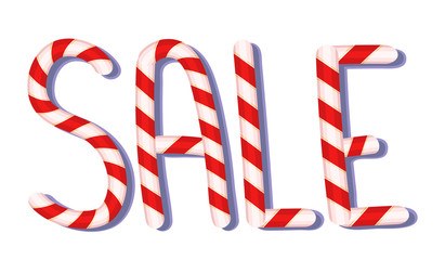 Obraz premium CHRISTMAS SALE, candy cane typographic