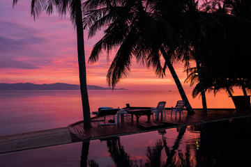 Sunset view from Koh Phangan, Thailand.
