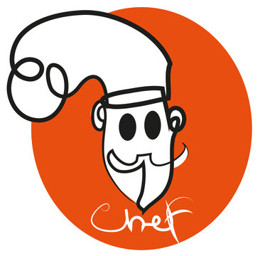 Chef logo.

illustration of chef lofo in the orange background.