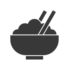 bowl of rice and chop stick, food and beverage set, glyph design icon