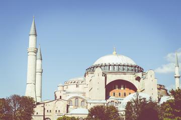 Fototapeta na wymiar Hagia Sophia (Hagia Sofia, Ayasofya) interior in Istanbul, Turkey.