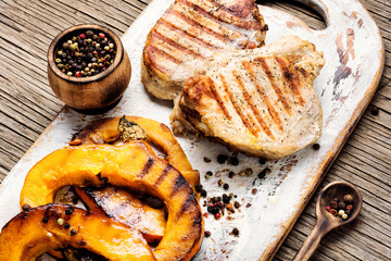 Meat steak with pumpkin