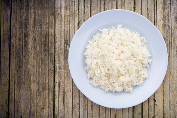 Cooked rice on a plate