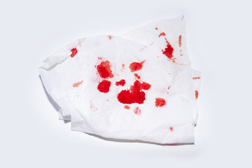 Tissue with red blood