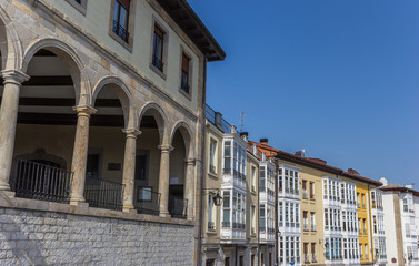 Obraz premium Old building and bay windows in Vitoria-Gasteiz, Spain