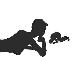 Silhouette of man in prayer pose. Man asking woman to marry him.