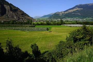 Laatsch und Mals im Vinschgau, Etschtal, Suedtirol, Italien