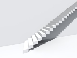 Conceptual stair on wall background building or architecture as metaphor to business success, growth, progress or achievement. 3D illustration of creative steps riseing up to the top as vision design