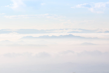 Fototapeta na wymiar Mountain,Clouds Fog and Sky,Soft background 