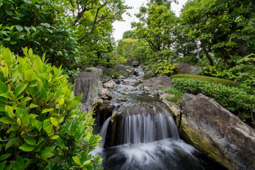 A stream flowing in a Japanese garden