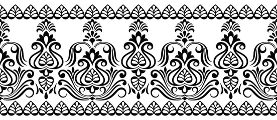 Traditional seamless black and white indian border
