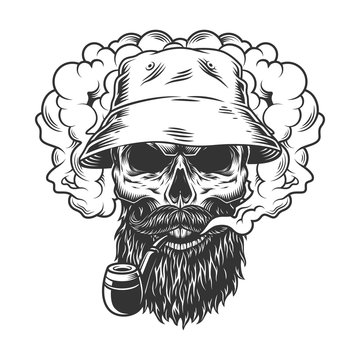 Skull in smoke cloud