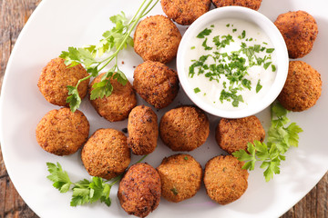 fried falafel and sauce