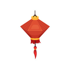 Fototapeta na wymiar Oriental paper street or house lantern, decorative element for festive design vector Illustration on a white background