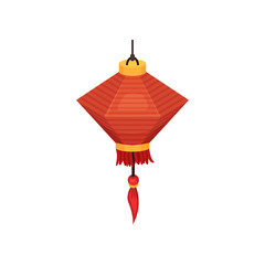 Oriental paper street or house lantern, decorative element for festive design vector Illustration on a white background