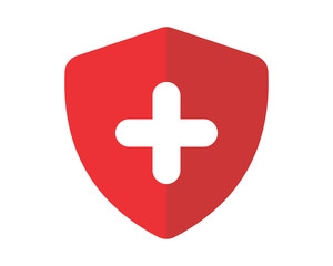 Fototapeta premium red plus shield secure protect image vector icon logo symbol