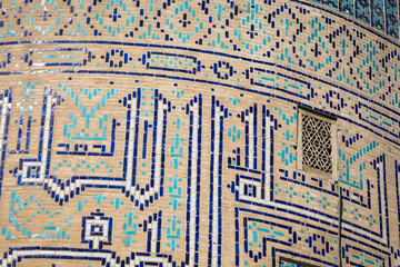 Detail of Gur-E Amir Mausoleum, the tomb of the Asian conqueror Tamerlane or Timur, in Samarkand, Uzbekistan