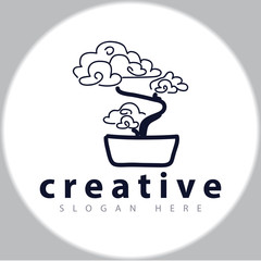 bonsai logo design template