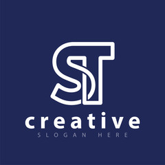 S T letter linked logo design vector template
