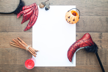 Creative and decorative Halloween accessories with paper copy space