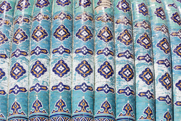 Detail of blue mosaic at Bibi-Khanym (Bibi-Xonum) Mosque, Samarkand, Uzbekistan