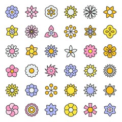 flower and floral logo icon isolated vector, editable stroke