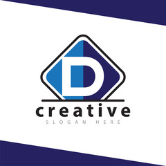 Fototapeta premium D Letter with plaque square logo icon vector template