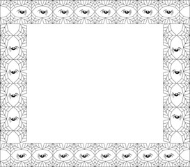 Halloween square black spiderweb frame with spiders and copy space on white background.