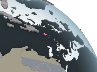 Puerto Rico with flag on globe