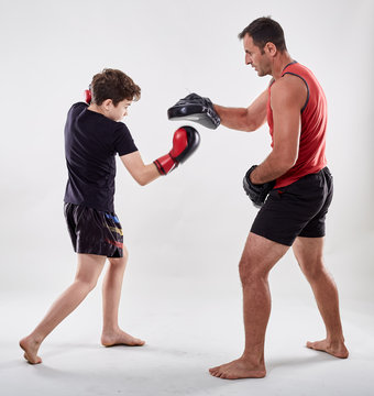 Kickboxer kid and his coach